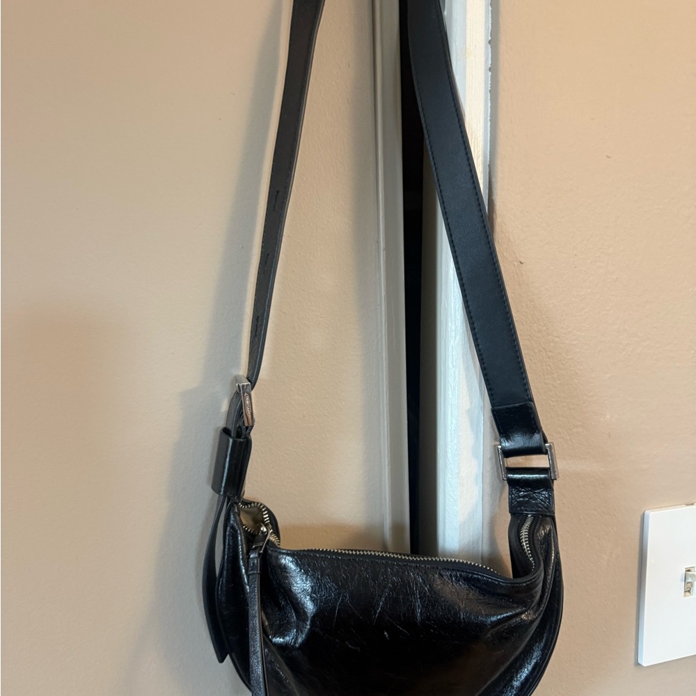 All Saints Black Leather Crossbody Bag - Picture 9 of 10